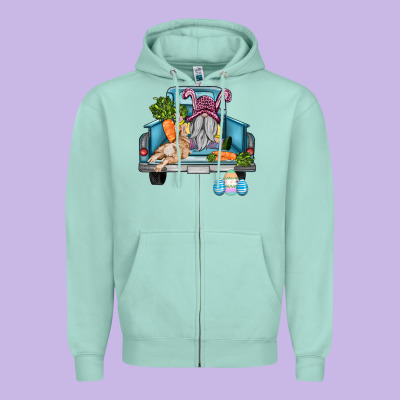 Easter Truck With Gnome And Rabbit Zipper Hoodie Designed By Adodesignshop