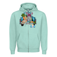Seafoam easter truck with gnome and rabbit Zipper Hoodie - AdoDesignShop