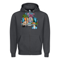 Smoke easter truck with gnome and rabbit Zipper Hoodie - AdoDesignShop