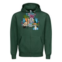 Sports Green easter truck with gnome and rabbit Zipper Hoodie - AdoDesignShop