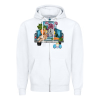 White easter truck with gnome and rabbit Zipper Hoodie - AdoDesignShop