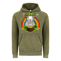 Vintage Olive st patricks day baby sheep shamrocks gold rainbow Vintage Hoodie - RanaPortraitStore