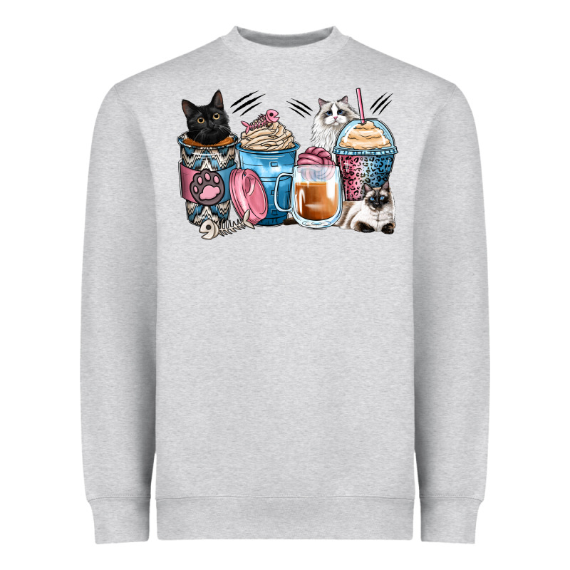 Cat Coffee Cups Heavyweight Sweatshirt by Zillion Design Studio | Teevron