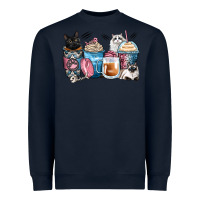 Navy cat coffee cups Heavyweight Sweatshirt - Zillion Design Studio