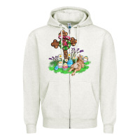 Oatmeal Heather religious easter bunny cross Zipper Hoodie - AdoDesignShop