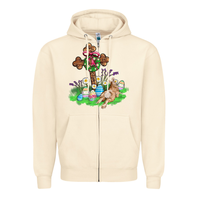 Religious Easter Bunny Cross Zipper Hoodie by AdoDesignShop | Teevron