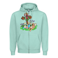 Seafoam religious easter bunny cross Zipper Hoodie - AdoDesignShop