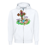 White religious easter bunny cross Zipper Hoodie - AdoDesignShop