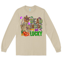Mushroom mardi gras dead inside but lucky  with skeleton Long Sleeve Tee - AdoDesignShop
