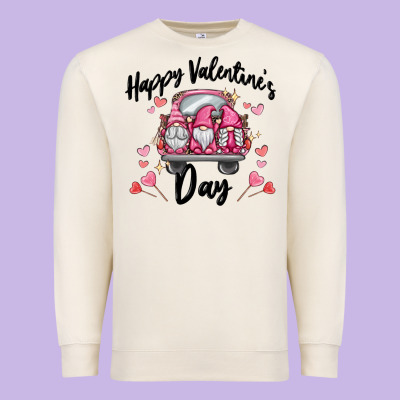 Happy Valentine's Day Gnome Truck Premium Sweatshirt Designed By Maliassmallbusiness