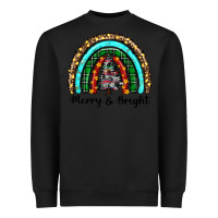 Black merry and bright rainbow christmas Heavyweight Sweatshirt - RanaPortraitStore