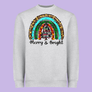 Merry And Bright Rainbow Christmas Heavyweight Sweatshirt Designed By Ranaportraitstore