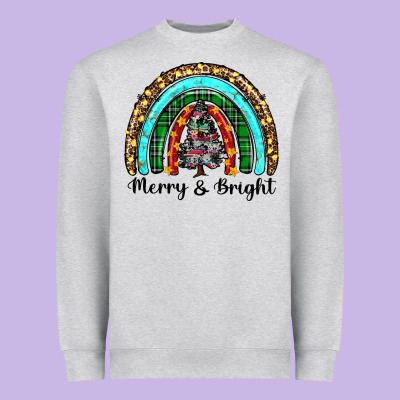 Merry And Bright Rainbow Christmas Heavyweight Sweatshirt Designed By Ranaportraitstore