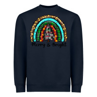 Navy merry and bright rainbow christmas Heavyweight Sweatshirt - RanaPortraitStore