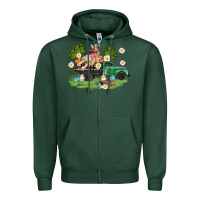 Sports Green easter truck with bunny Zipper Hoodie - AdoDesignShop