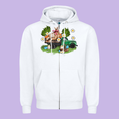 Easter Truck With Bunny Zipper Hoodie Designed By Adodesignshop
