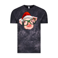 Cloud Black christmas pig with santa claus hat Vintage Tee - RanaPortraitStore