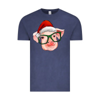 Vintage Denim christmas pig with santa claus hat Vintage Tee - RanaPortraitStore