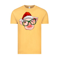 Vintage Mustard christmas pig with santa claus hat Vintage Tee - RanaPortraitStore