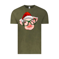 Vintage Olive christmas pig with santa claus hat Vintage Tee - RanaPortraitStore