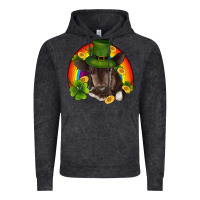Vintage Black st patricks day baby cow shamrock rainbow gold Vintage Hoodie - RanaPortraitStore