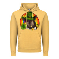 Vintage Mustard st patricks day baby cow shamrock rainbow gold Vintage Hoodie - RanaPortraitStore