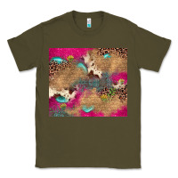 Army Green pink glitter leopard sunflower gemstone Classic Tee - JahusDesignShop