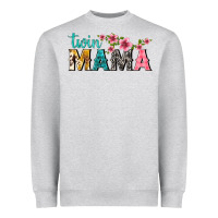 Twin Mama With Flowers Heavyweight Sweatshirt | Teevron