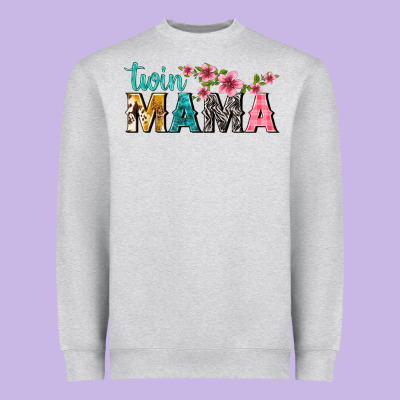 Twin Mama With Flowers Heavyweight Sweatshirt Designed By Texasbilliewilder
