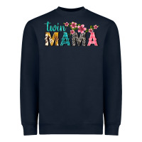 Navy twin mama with flowers Heavyweight Sweatshirt - texasbilliewilder