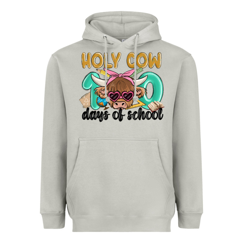 Holy Cow 100 Days Of School Heavyweight Hoodie by MaliasSmallBusiness | Teevron