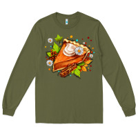 Army Green pumpkin pie with daisies and cinnamon Long Sleeve Tee - AdoDesignShop
