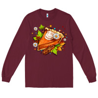 Burgundy pumpkin pie with daisies and cinnamon Long Sleeve Tee - AdoDesignShop