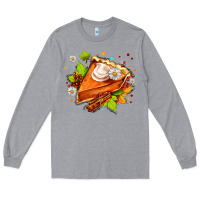 Heather Grey pumpkin pie with daisies and cinnamon Long Sleeve Tee - AdoDesignShop