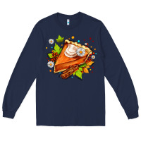 Navy pumpkin pie with daisies and cinnamon Long Sleeve Tee - AdoDesignShop