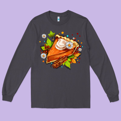 Pumpkin Pie With Daisies And Cinnamon Long Sleeve Tee Designed By Adodesignshop