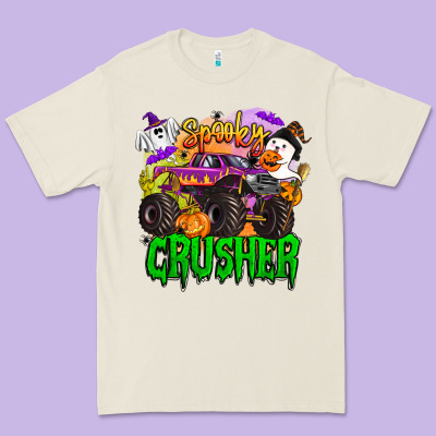 Spooky Crusher Monster Truck Premium Tee Designed By Barkaloodesign