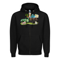 Black easter hunt i̇n truck Zipper Hoodie - AdoDesignShop