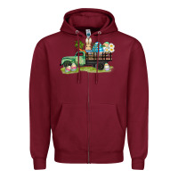Burgundy easter hunt i̇n truck Zipper Hoodie - AdoDesignShop