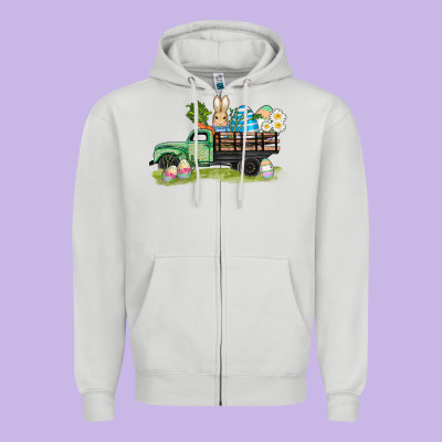 Easter Hunt İn Truck Zipper Hoodie Designed By Adodesignshop