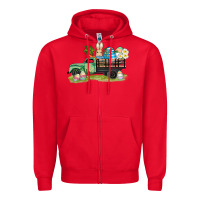Red easter hunt i̇n truck Zipper Hoodie - AdoDesignShop