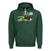 Sports Green easter hunt i̇n truck Zipper Hoodie - AdoDesignShop