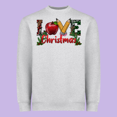 Love Christmas Teacher Heavyweight Sweatshirt Designed By Ranaportraitstore