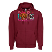 Burgundy love dachshunds Zipper Hoodie - Artiststas