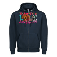 Navy love dachshunds Zipper Hoodie - Artiststas