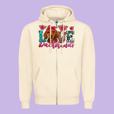 Love Dachshunds Zipper Hoodie Designed By Artiststas
