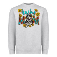 Heather Grey western alaskan husky mom Heavyweight Sweatshirt - texasbilliewilder
