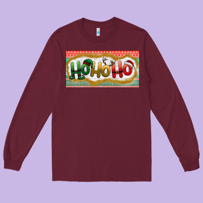 Ho Ho Ho Long Sleeve Tee Designed By Bundleandbundleshop