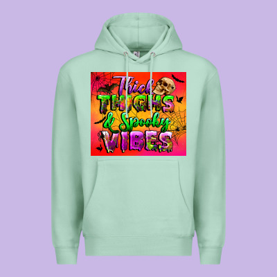 Thick Thighs And Spooky Vibes Tumbler Premium Hoodie Designed By Bundleandbundleshop