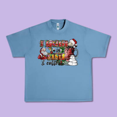 I Believe In Santa And Coffee Urban Heavy Tee Designed By Cowhidedigitalart